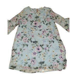 PEACH LOVE California Dress Floral Light Blue Lavender Chic Cottagecore